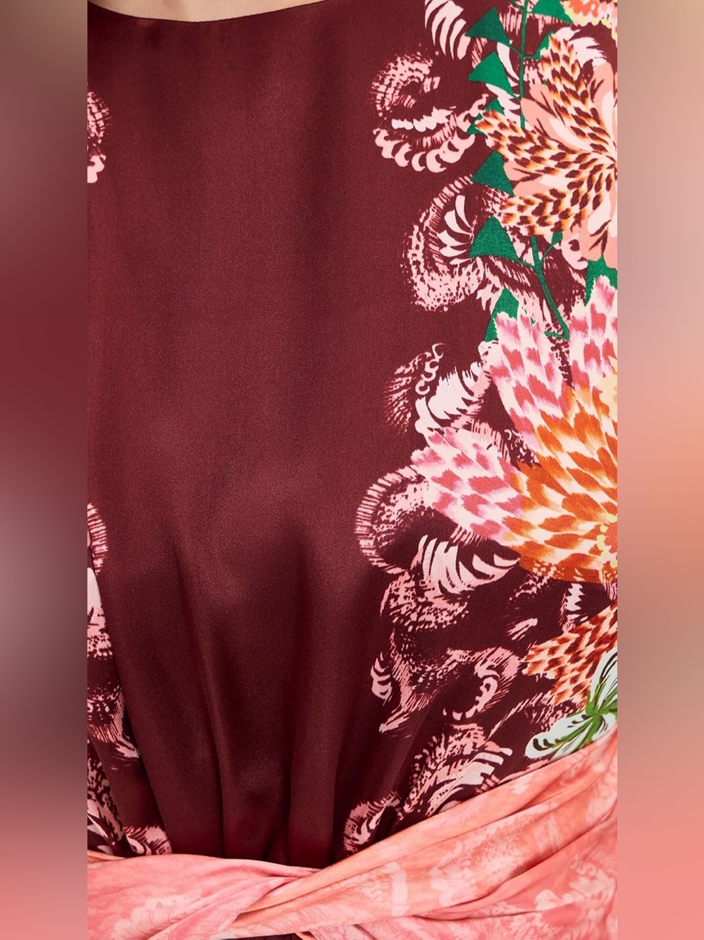 New Saloni Gewn Dress In Fiori Border Size M - Picture 2 of 9
